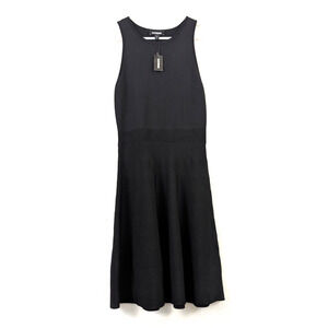 New Express sz S Fit & Flare Dress slinky black sleeveless tank 0202